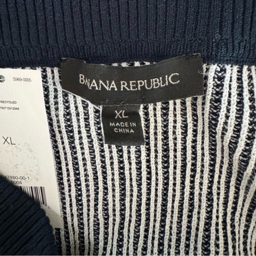 Banana Republic Midi Pull On Ribbed Pencil Column Skirt XL Navy Classic NWT - Picture 3 of 9
